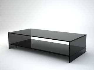 Judd Smoked glass Coffee table with Shelf, Klarity Glass Furniture Klarity Glass Furniture Salon moderne Verre