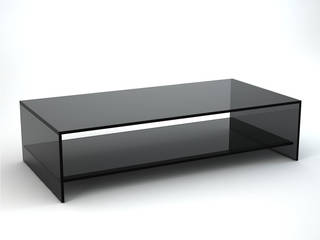 Judd Smoked glass Coffee table with Shelf, Klarity Glass Furniture Klarity Glass Furniture Salon moderne Verre