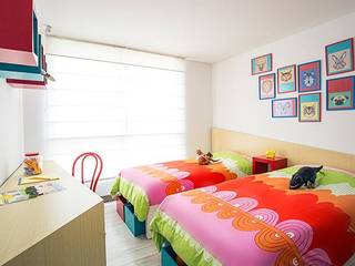Apto Felisa, Maria Mentira Studio Maria Mentira Studio Moderne Kinderzimmer Holz Orange