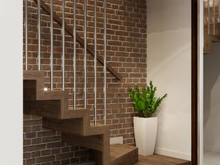 Projekt mieszkania. Kraków Bronowice, PRØJEKTYW | Architektura Wnętrz & Design PRØJEKTYW | Architektura Wnętrz & Design Scandinavian style corridor, hallway& stairs