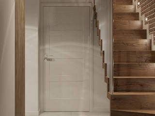 Projekt mieszkania. Kraków Bronowice, PRØJEKTYW | Architektura Wnętrz & Design PRØJEKTYW | Architektura Wnętrz & Design Scandinavian style corridor, hallway& stairs