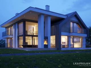 Dieses Haus macht einfach richtig gute Laune! Unser Entwurf LK&1330, LK&Projekt GmbH LK&Projekt GmbH Rumah Modern