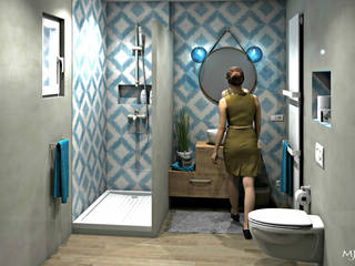 Salle d'eau esprit méditerranéen, MJ Intérieurs MJ Intérieurs Mediterranean style bathrooms Blue
