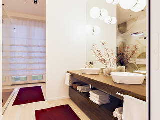 Un attico in stile loft in Milano, Annalisa Carli Annalisa Carli Modern bathroom لکڑی Beige