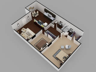 2Bhk Residential Modern House Floor Plan, KCL-Solutions KCL-Solutions