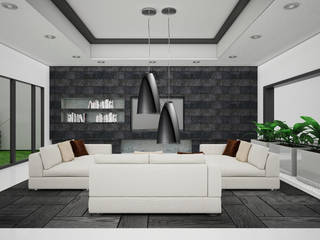 PROYECTO REYES YAM , GarDu Arquitectos GarDu Arquitectos Minimalist living room Grey