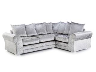 Crushed Velvet Corner Sofas Silver And Black, Sofas In Fashion Sofas In Fashion Living room