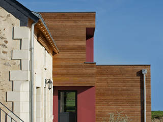 Extension d'une maison, DESarchitecture DESarchitecture Коридор, прихожая и лестница в модерн стиле Дерево Эффект древесины