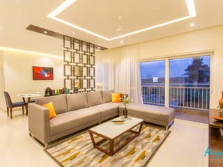 3 BHK apartment - RMZ Galleria, Bengaluru, KRIYA LIVING KRIYA LIVING Modern living room