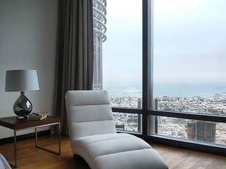 Burj Khalifa Decoration - 3B Flat, jorge rangel interiors jorge rangel interiors Modern style bedroom Leather Grey