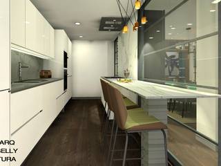 Salón y cocina en Torrelodones, Arqbellytura Arqbellytura 클래식스타일 주방