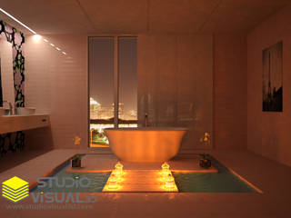 Diseño interior baño, Studio Visual 3d Studio Visual 3d モダンスタイルの お風呂