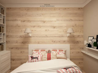 Спальня, ALENA SERGIENKO ALENA SERGIENKO Scandinavian style bedroom Wood Wood effect