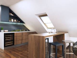 Przytulne wnętrze poddasza, MONOstudio MONOstudio Modern style kitchen