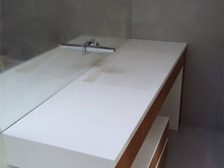 Designerska umywalka z blatem i szafką., Luxum Luxum Nowoczesna łazienka