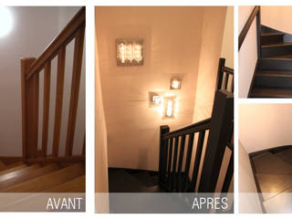 relooking d'un escalier, SVM Claire Humeau SVM Claire Humeau Modern corridor, hallway & stairs