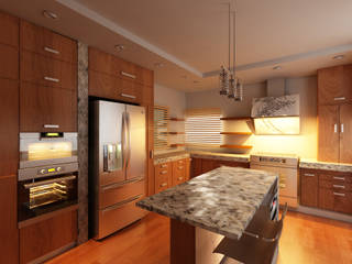 COCINA INTEGRAL, OLLIN ARQUITECTURA OLLIN ARQUITECTURA Modern style kitchen Wood Wood effect