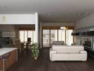 PENTHOUSE, OLLIN ARQUITECTURA OLLIN ARQUITECTURA Modern living room Wood Brown