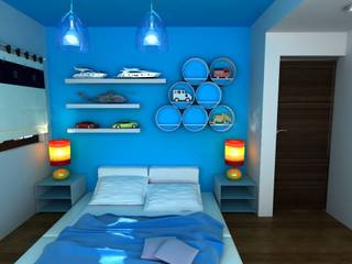 RESIDENCIA RUBIO, OLLIN ARQUITECTURA OLLIN ARQUITECTURA Dormitorios infantiles de estilo moderno Madera Azul