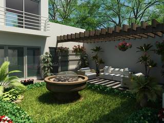 RESIDENCIA RUBIO, OLLIN ARQUITECTURA OLLIN ARQUITECTURA Modern style gardens Concrete