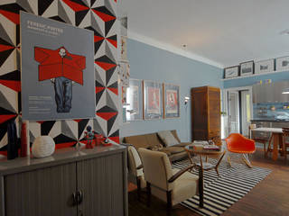 House in Milan, Gouache Gouache Scandinavian style living room