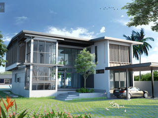 บ้านพักอาศัย 2 ชั้น สไตล์โมเดิร์น, LEVEL ARCHITECT LEVEL ARCHITECT Modern houses