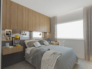 Apartamento no Alto da Lapa, Mario Catani - Arquitetura e Decoração Mario Catani - Arquitetura e Decoração BedroomBeds & headboards Wood Grey