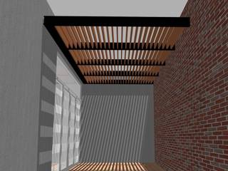 Pérgola y detalles interiores Dpto. JDLB116, Síntesis Arquitectónica ® Síntesis Arquitectónica ® Balcones y terrazas modernos: Ideas, imágenes y decoración Hierro/Acero