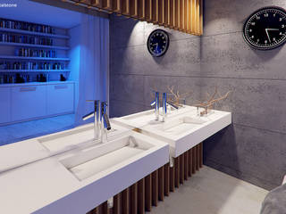 Nowoczesna umywalka Cristalstone z odpływem liniowym, kolekcja Linea Ideal, Cristalstone Cristalstone Modern bathroom