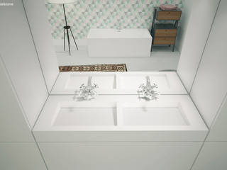 Minimalistyczna łazienka z Sztokholmie, Cristalstone Cristalstone Modern bathroom