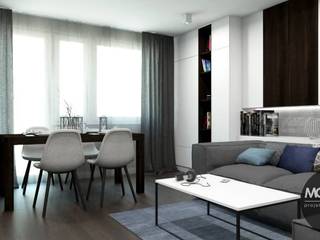 Projekt mieszkania w minimalistycznym klimacie, MONOstudio MONOstudio Salas de estilo minimalista