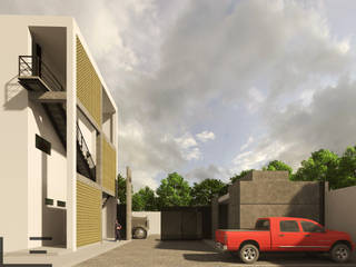 OFICINAS H, LARA ESCALANTE ARQUITECTURA Y CONSTRUCCIÓN LARA ESCALANTE ARQUITECTURA Y CONSTRUCCIÓN 書房/辦公室 刨花板