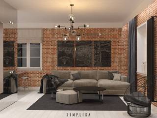 Kamienica Śródmieście, SIMPLIKA SIMPLIKA Industrial style living room Bricks