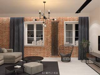 Kamienica Śródmieście, SIMPLIKA SIMPLIKA Industrial style living room Bricks