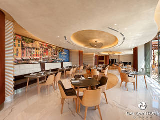 Ristorante Portofino, Paliouri, Grecia, Baldantoni Group Baldantoni Group Phòng ăn phong cách hiện đại Gỗ Brown