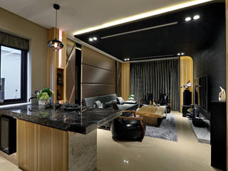 Taiwan Taichung - J House, 信美室內裝修 信美室內裝修 Sala multimediale moderna Legno Effetto legno