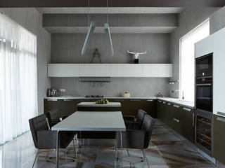 Вилла Grey-house, SNOU project SNOU project Cocinas de estilo minimalista