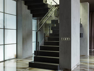Вилла Grey-house, SNOU project SNOU project Minimalistyczny korytarz, przedpokój i schody