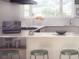 Projekt wnętrza parteru w domu jednorodzinnym., hexaform hexaform Modern Kitchen