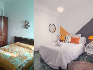 El antes y después de uno de los dormitorios SH Interiorismo Cuartos de estilo ecléctico