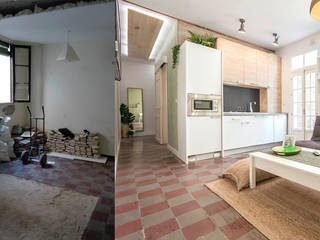 Vivienda de los años 60 reformada y adaptada para apartamento turístico de 4 habitaciones y dos baños en el centro histórico de Sevilla, SH Interiorismo SH Interiorismo Living room