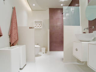 Banheiro das Trigêmeas, Rita Patron Arquitetura e Interiores Rita Patron Arquitetura e Interiores Modern style bathrooms