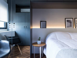 K+S arquitetos associados Industrial style bedroom MDF Grey
