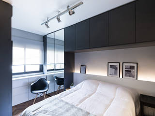 K+S arquitetos associados Industrial style bedroom MDF Grey
