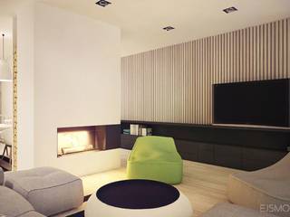 REZYDENCJA W ŚRODKU LASU, Ejsmont - pracowania architektoniczna Ejsmont - pracowania architektoniczna Modern living room