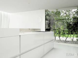 DOM W WARSZAWIE 200 m2 bieli i przestrzeni, Ejsmont - pracowania architektoniczna Ejsmont - pracowania architektoniczna 모던스타일 주방