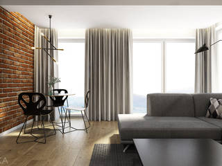 Ceglany apartament, TIKA DESIGN TIKA DESIGN Ruang Keluarga Modern