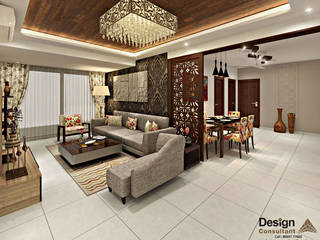 Living and Dining Area homify Asian style living room