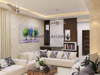 Interior Project for 3BHK Flat, Inventivearchitects Inventivearchitects Living room