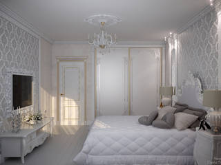 Дизайн спальни в классическом стиле в квартире в ЖК "Европейский", г.Краснодар, Студия интерьерного дизайна happy.design Студия интерьерного дизайна happy.design Classic style bedroom